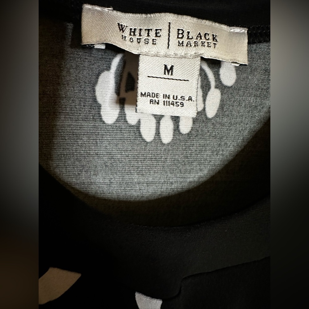 WHBM-Black and White Floral Long sleeve Top Size M - Picture 5 of 7